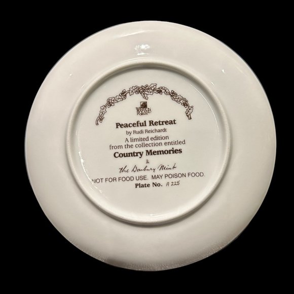 Vintage Collector Plate "Peaceful Retreat" by Rudi Reichardt 8 1/4" - Picture 2 of 2